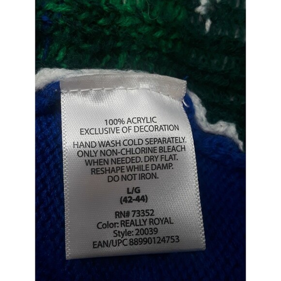 Jolly Sweaters Drunk Snowman with Beer Mens Christmas Holiday Blue White Sz L - Picture 11 of 12